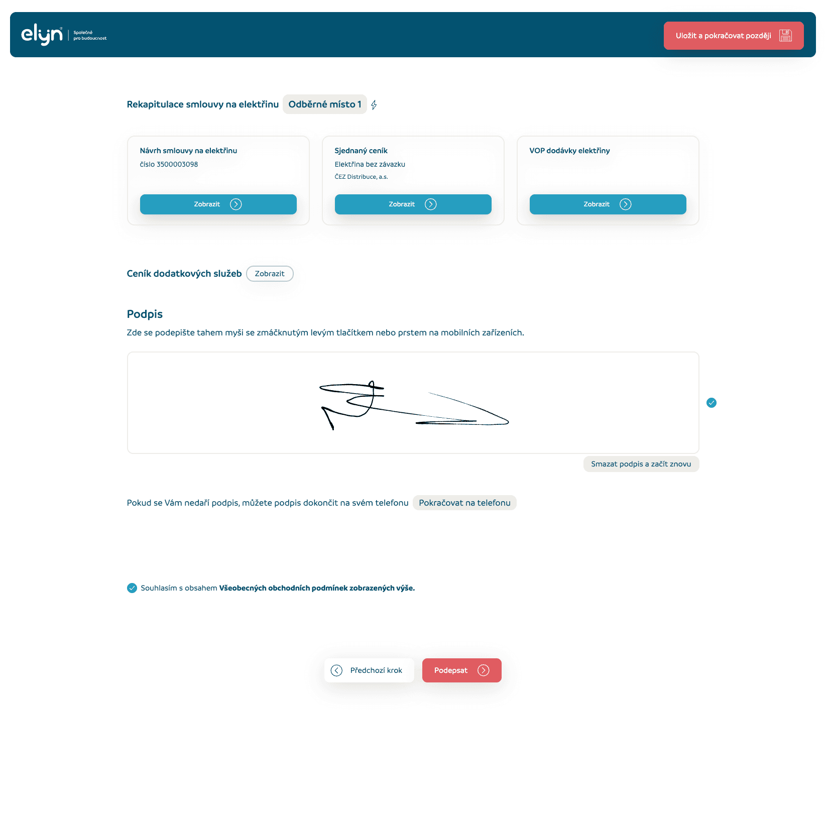 Online sjednání - krok 6