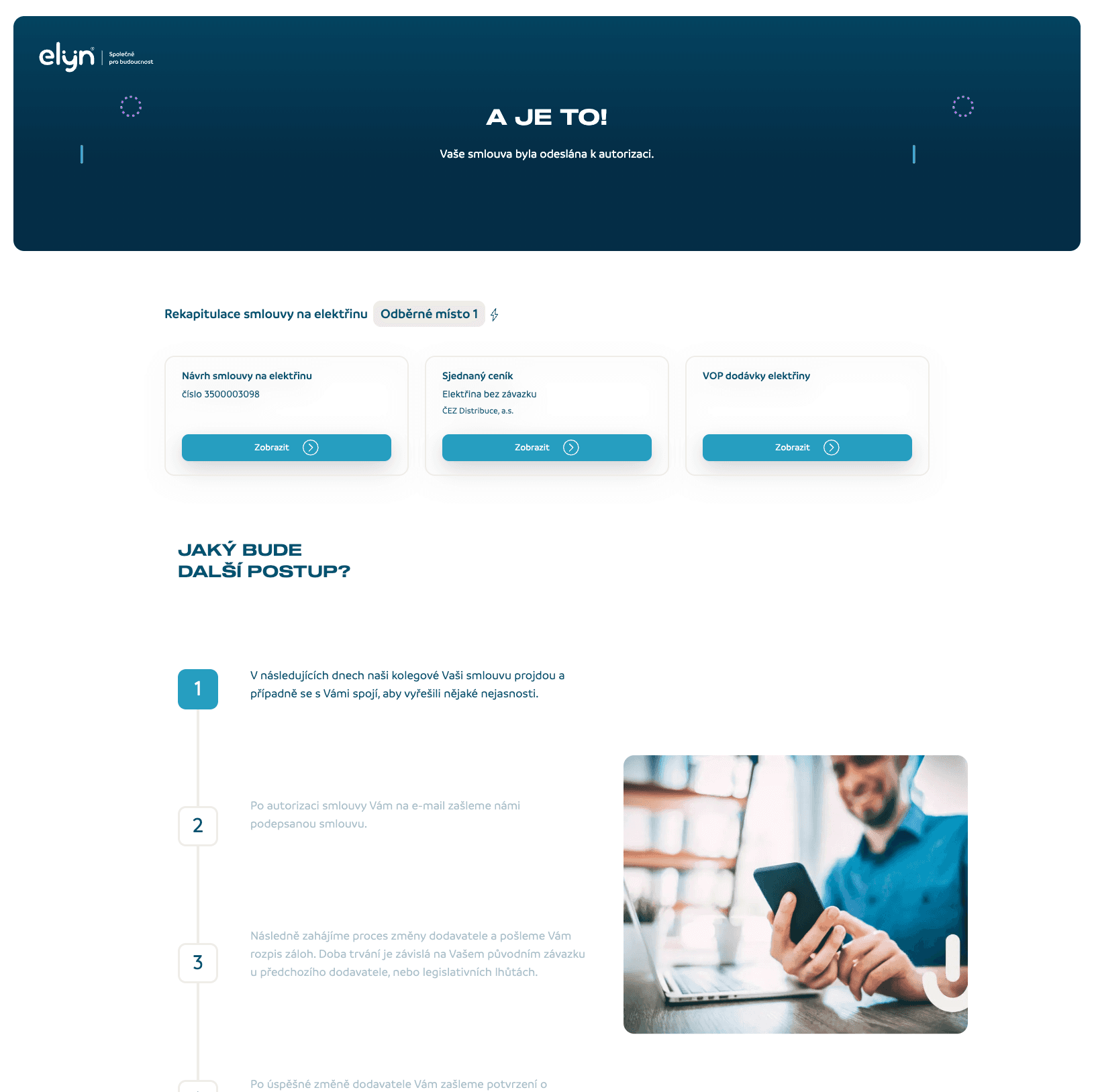 Online sjednání - potvrzení