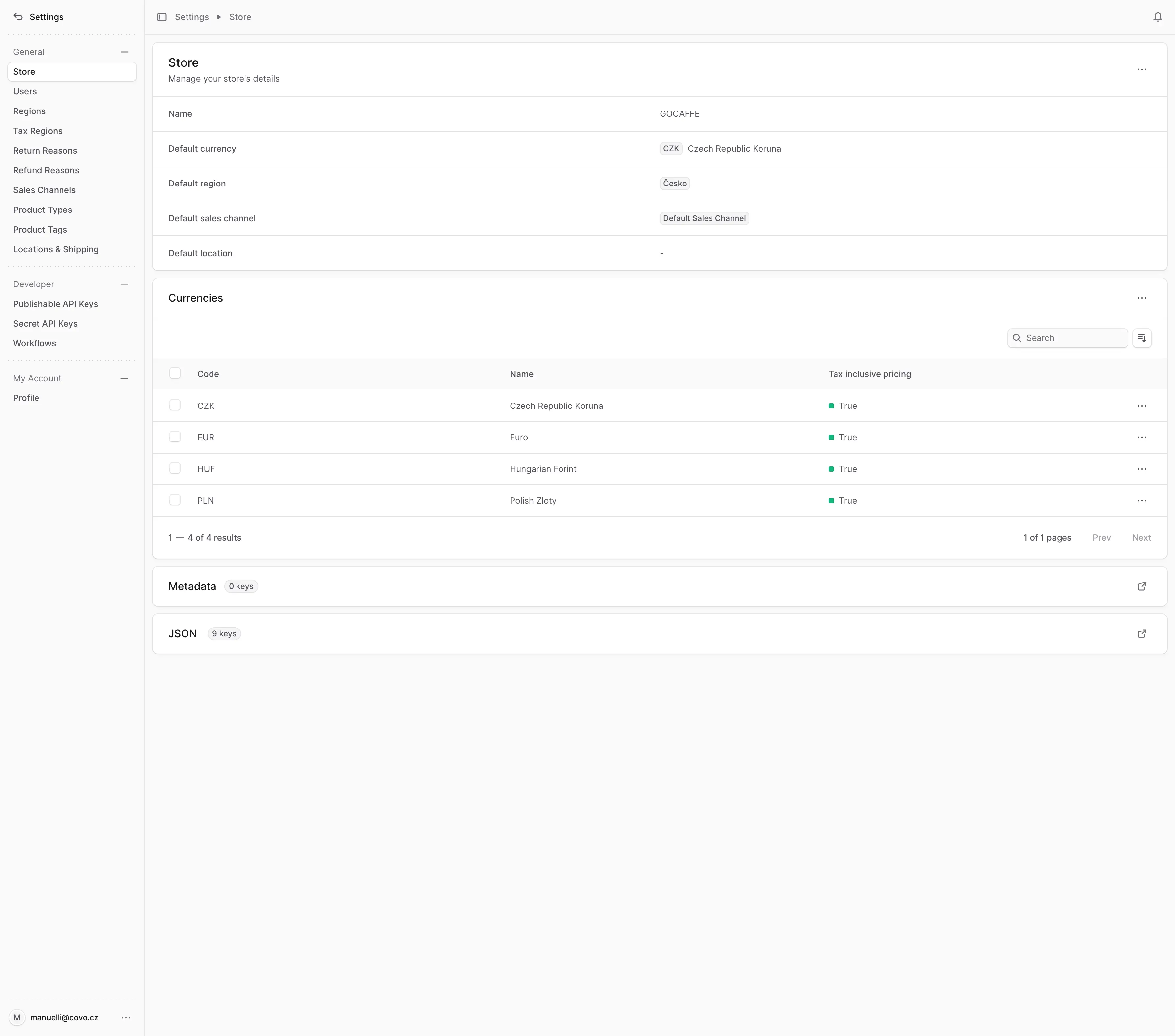 Admin panel - produkty