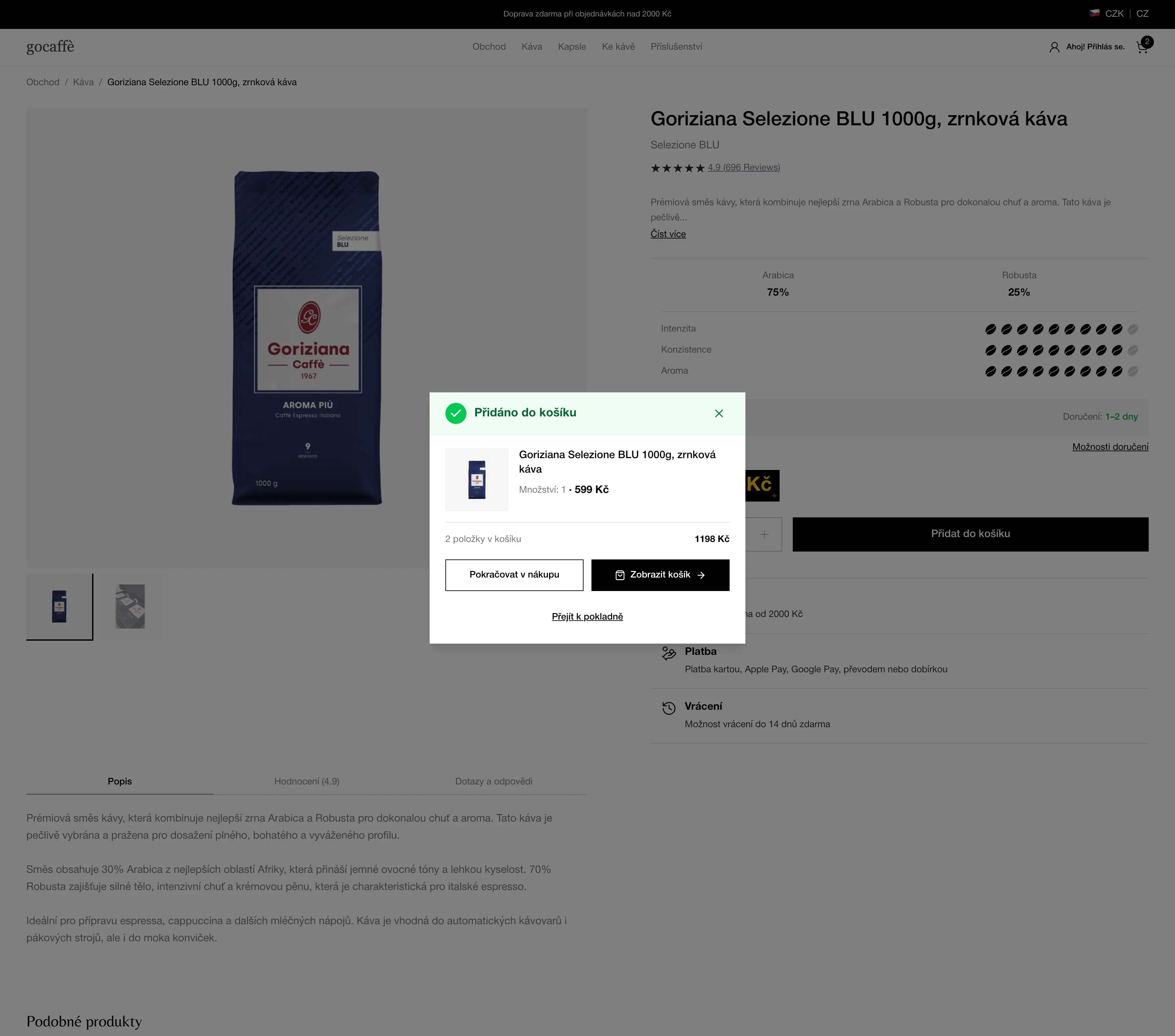 Nákupní košík - detail