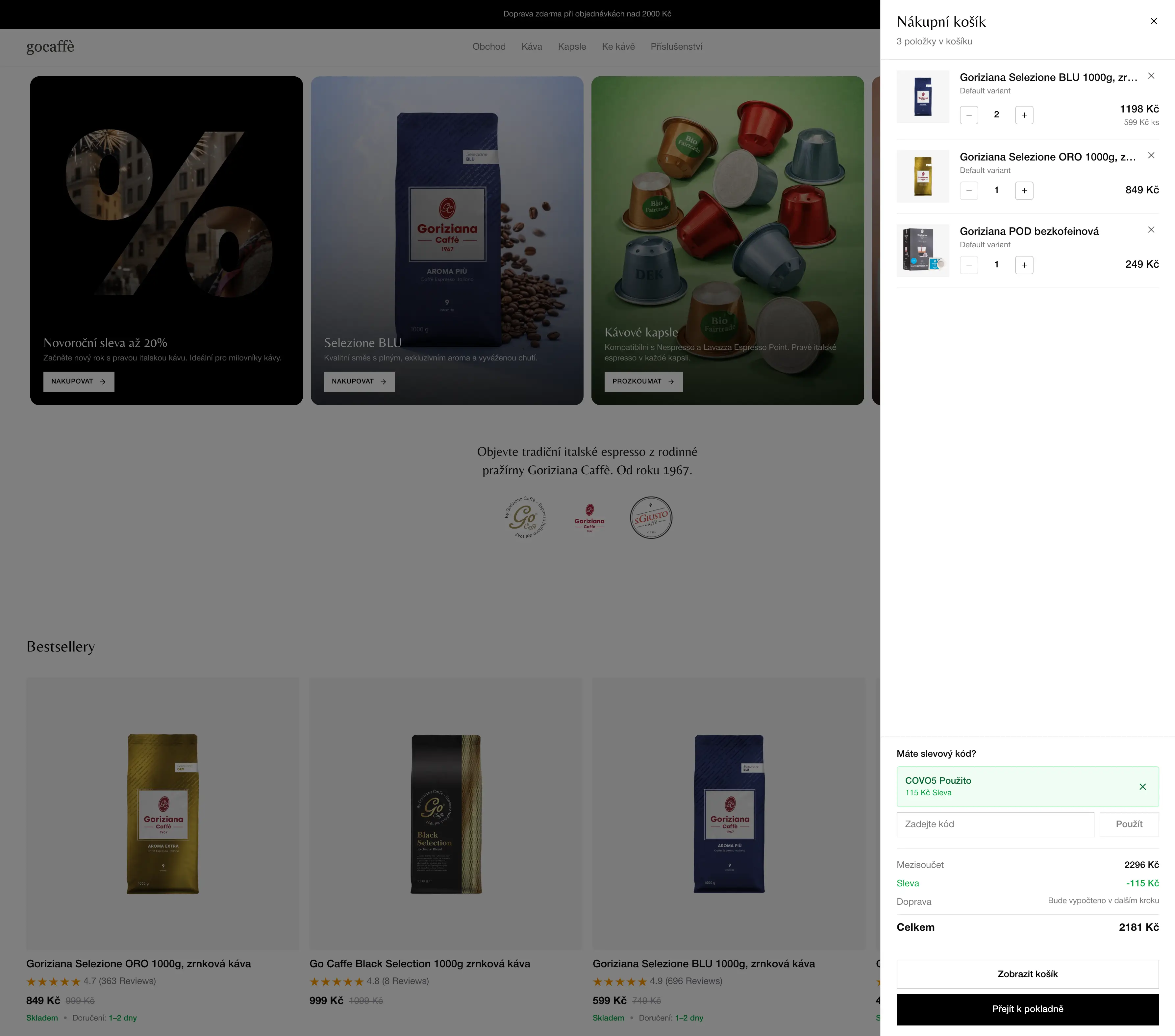 Nákupní košík - slevové kódy